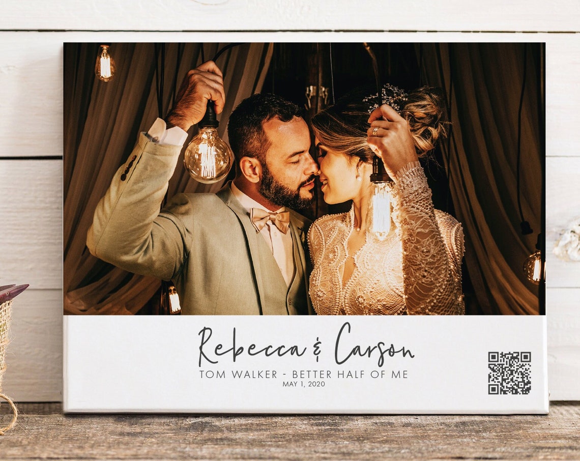 Qr Code Photo Art To Play Your First Dance Wedding Gift Custom Anniversary Gift Framed Unframed And Hanging Rope Board Option