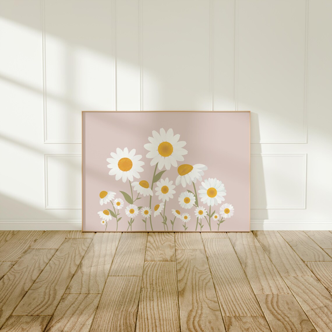 Field of Daisies, Pink Floral Nursery Art Print - Image 3