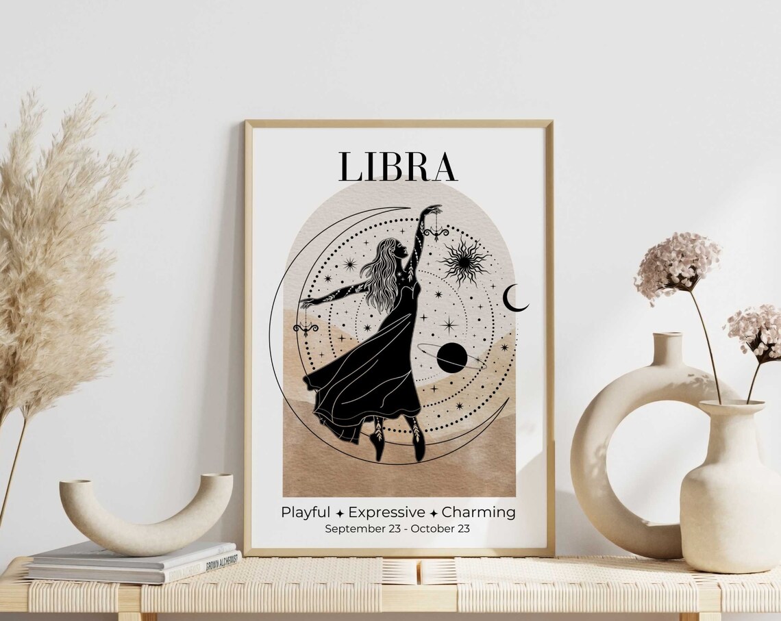 Libra Zodiac Goddess Astrology Wall Art Print - Image 3