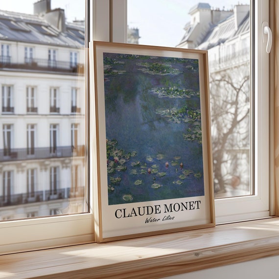 Claude Monet Water Lilies Art Impressionist Pond Artwork Elegant Nature Wall Decor Garden Scene Tranquil Green Print