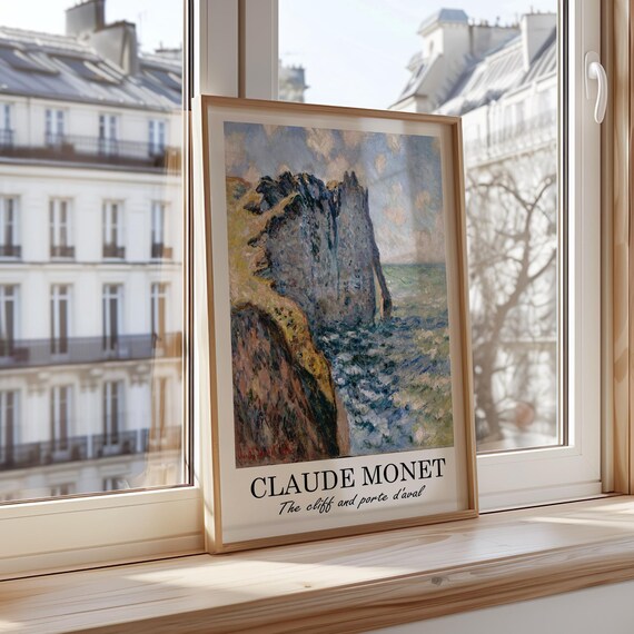 Claude Monet The Cliffs and Porte d'Aval Etretat Coastal Impressionist Poster