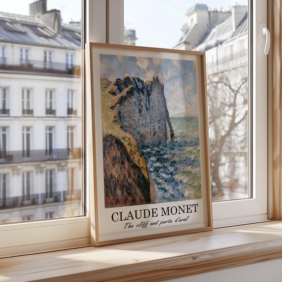 Claude Monet The Cliffs And Porte Daval Wall Art Coastal Impressionist Landscape Print French Decor Classic Poster