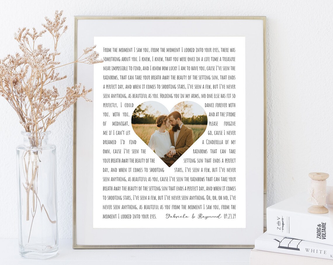 From This Moment Shania Twain Heart Shaped Photo Lyrics Wall Art