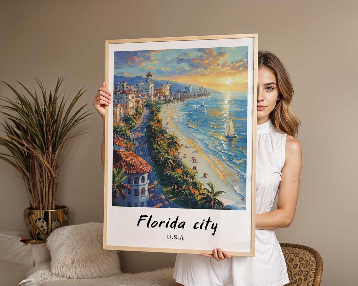 Florida City USA Travel Poster, Minimalist Art Print - Image 2