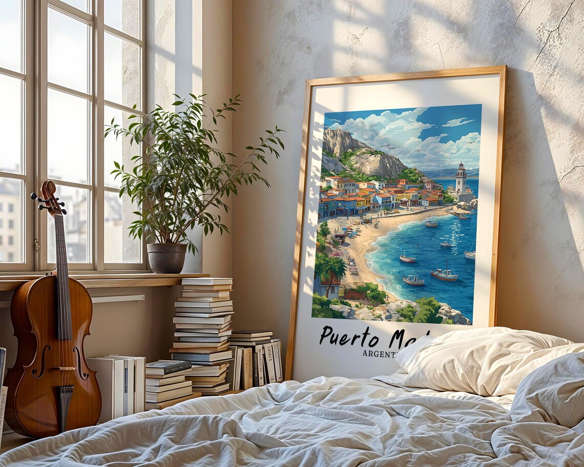 Puerto Madryn Argentina Beach Lighthouse Coastal Travel Poster - Image 3