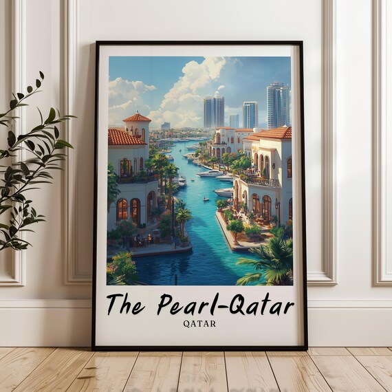 The Pearl Qatar Travel Poster, Qatar Illustration
