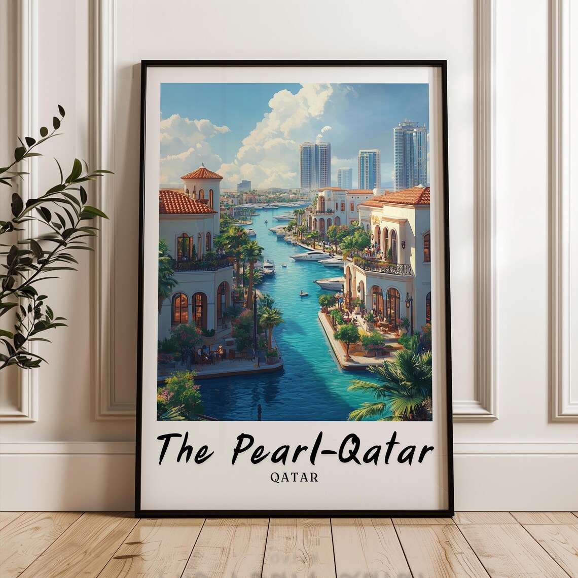 The Pearl Qatar Travel Poster, Qatar Illustration