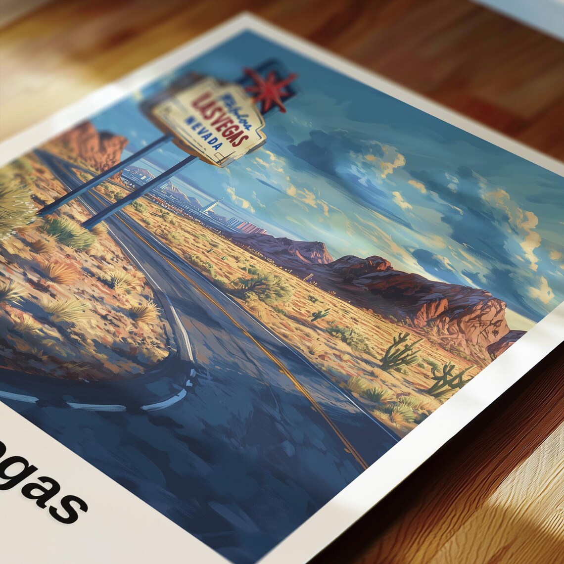Las Vegas Nevada Iconic Welcome Sign Desert Highway View Travel Poster - Image 2