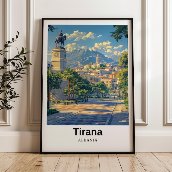 Tirana Travel Poster, Albania Wedding Gift