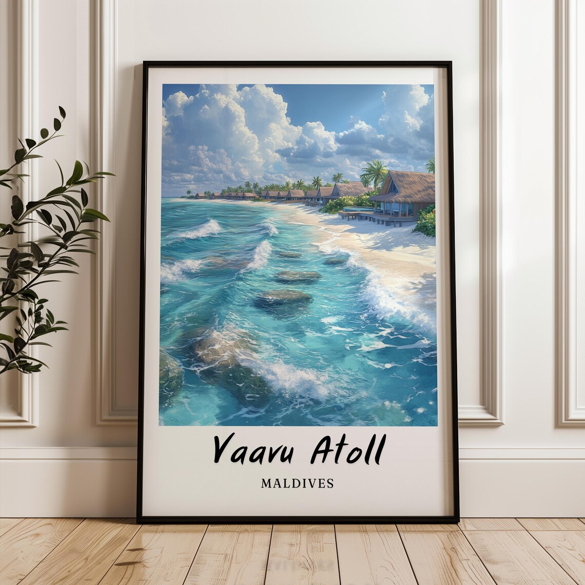 Vaavu Atoll Maldives Travel Poster, Minimalist Asia