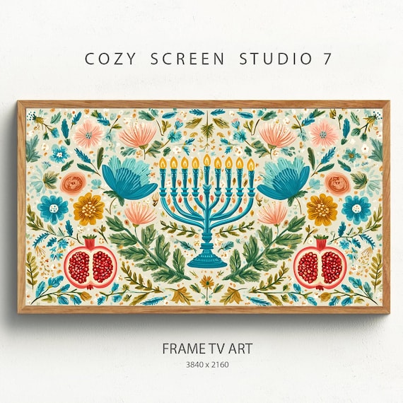 Hanukkah Menorah Scandinavian Jewish Winter Painting