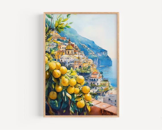 Positano Watercolor Wall Art Print