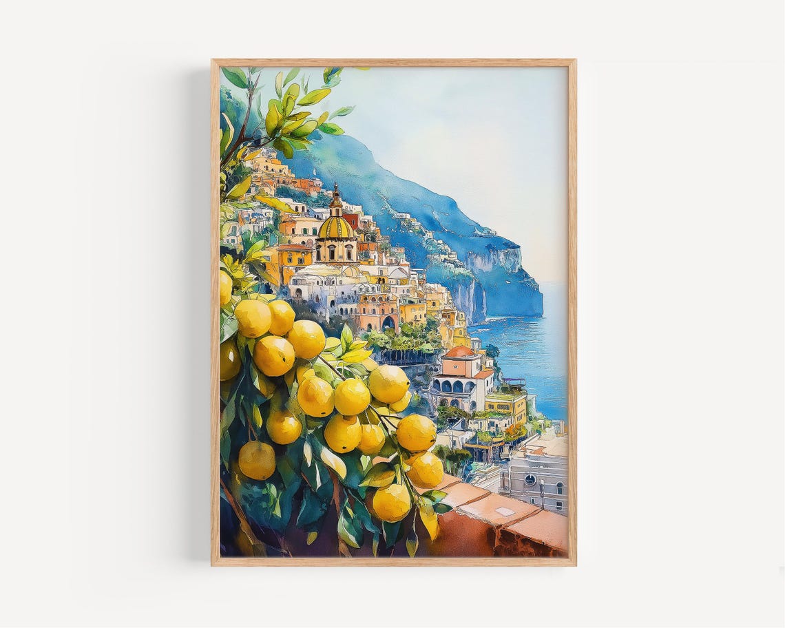 Positano Watercolor Wall Art Print