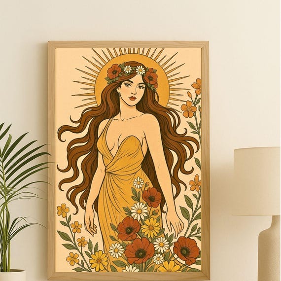 Goddess Feminist Wall Art Nouveau Boho Poster Divine Feminine Illustration Home Decorlast Minute Gift Ukiyoe