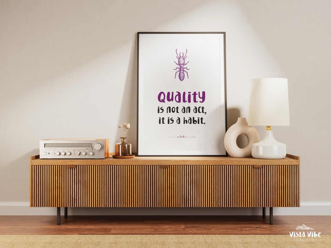 Quality Is Not an Act It Is a Habit Quote Poster Purple Office Wall Decor - Image 2