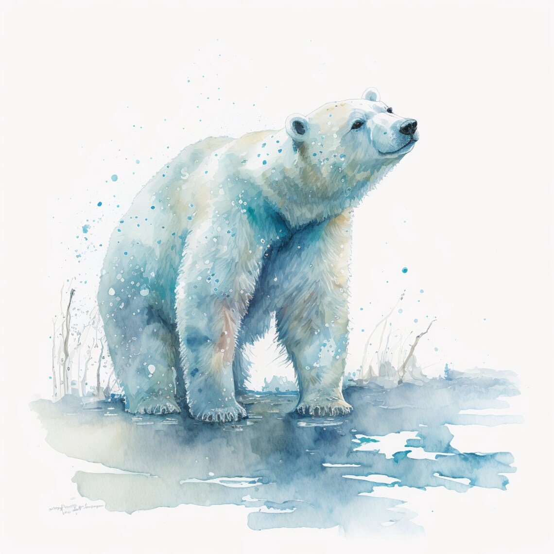 Polar Bear Watercolor Art Print, Wildlife Study - Image 4
