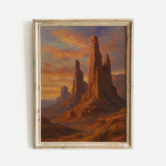 Canyon Spires Rising Oil Painting Print Vintage Wall Art Home And Office Living Room Bedroom Nursery Decor