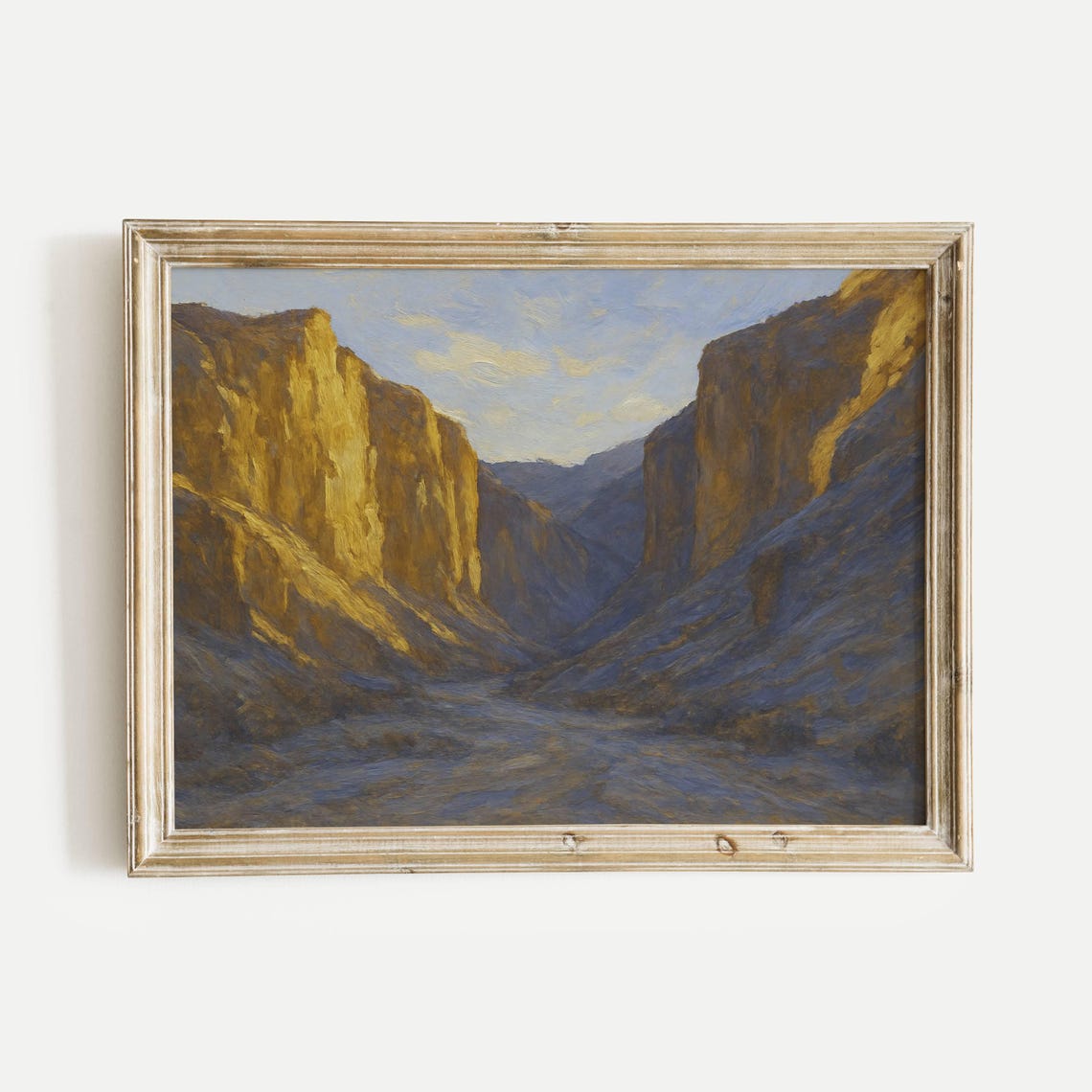 Golden Sunlit Canyon Cliffs Desert Gorge Oil Painting Art Poster