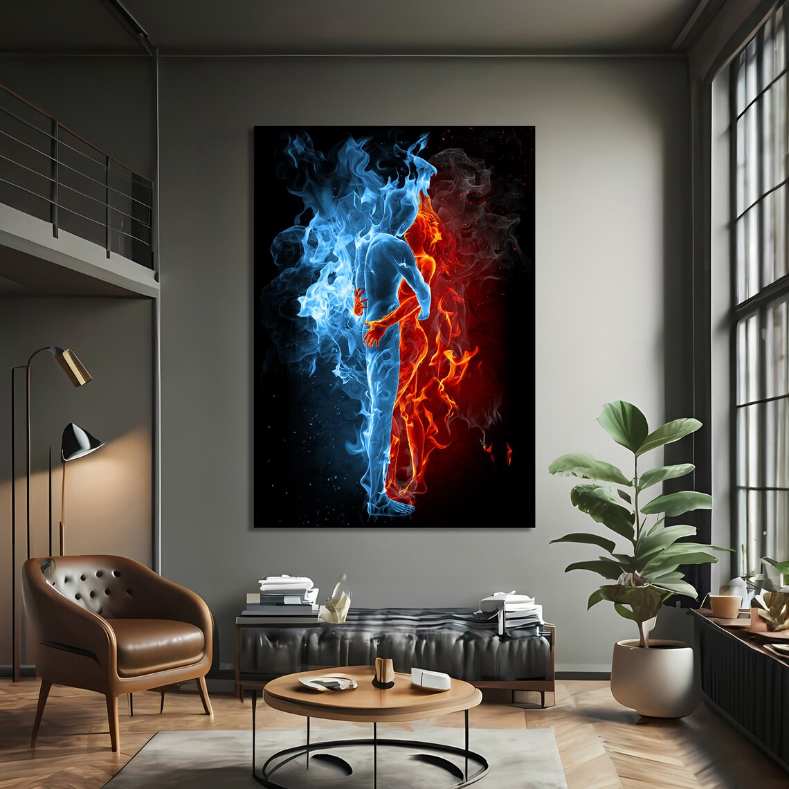 Fire And Ice Dance, Passionate Embrace Art Print - Image 3