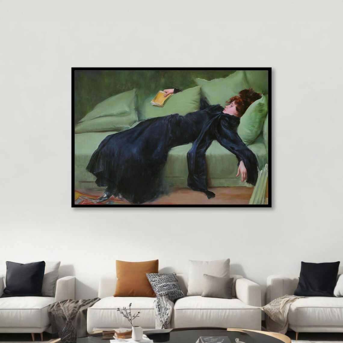 Ramon Casas Decadent Young Woman Black Gown Classic Painting Poster - Image 4