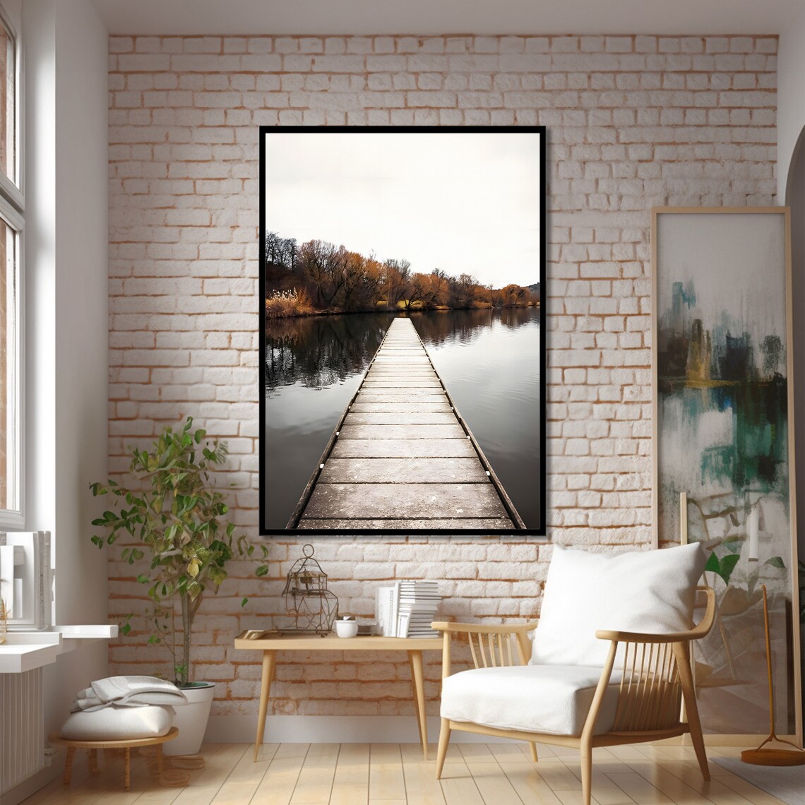 Pathway To Tranquility Lakeside Boardwalk Art Print - Image 2