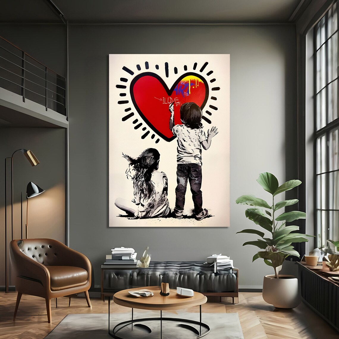 Children Drawing Love Heart Graffiti, Pop Art - Image 3