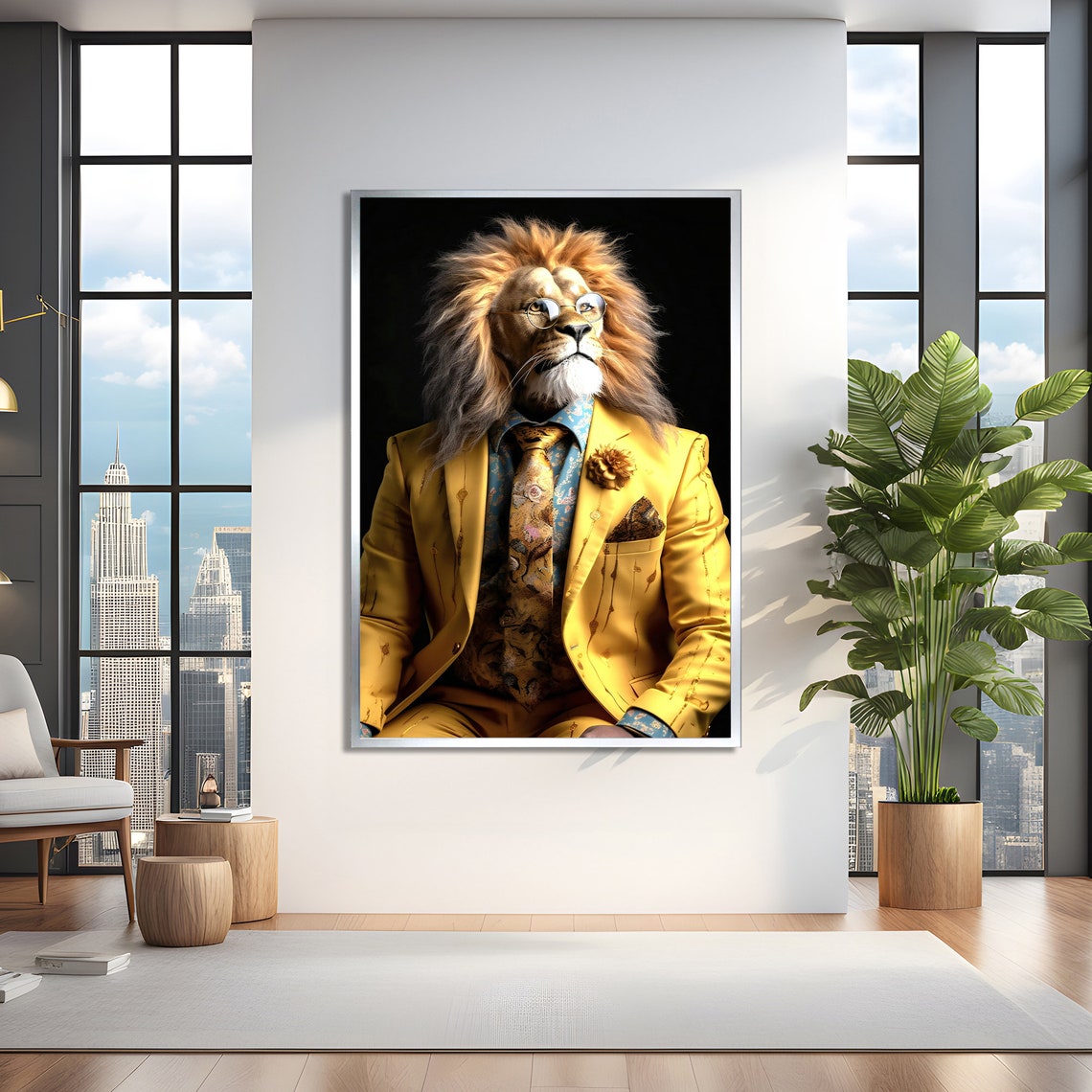 Stylish Lion In Suit Art Print, Modern Decor - Image 3