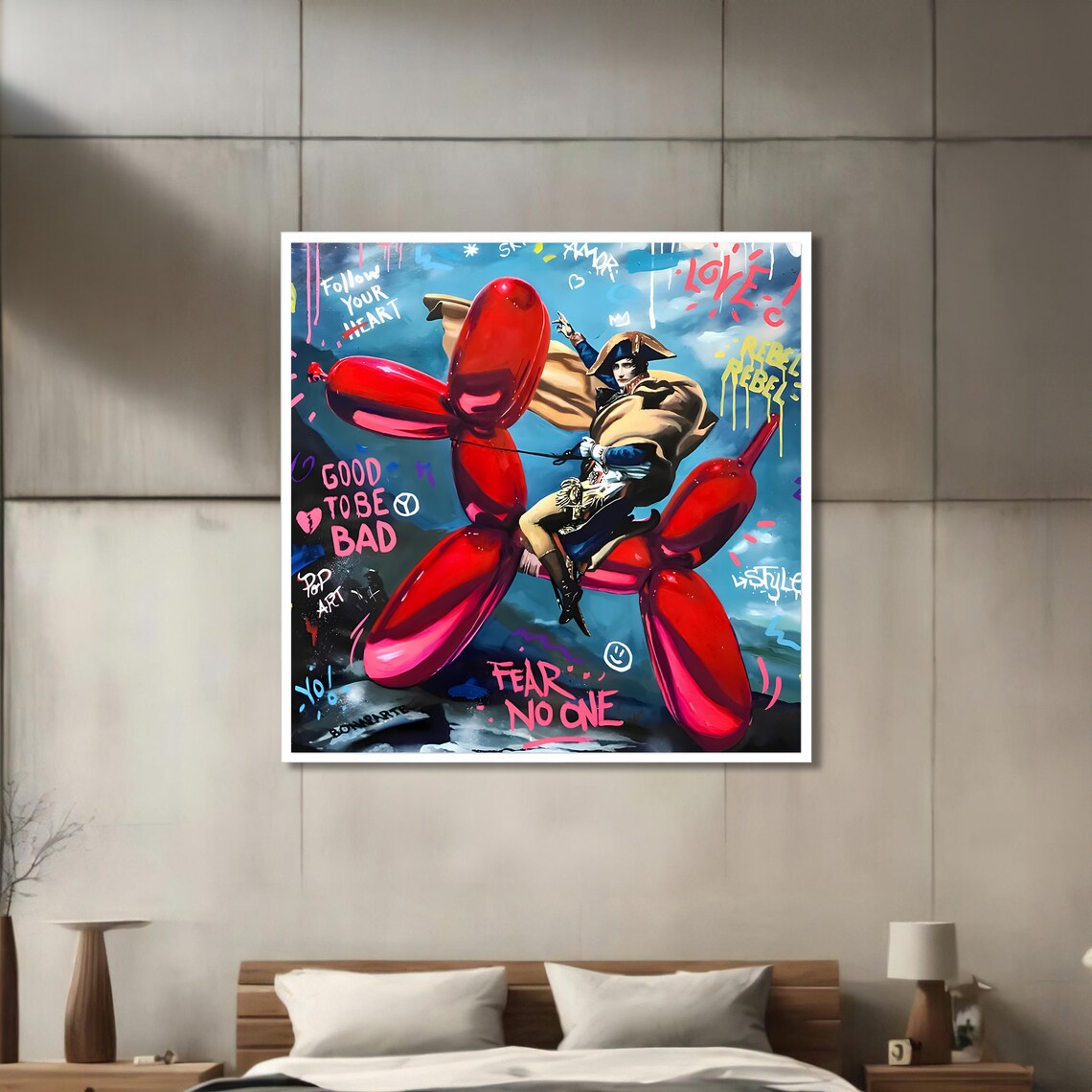 Rebel Rider Napoleon Graffiti, Bold Pop Art - Image 3