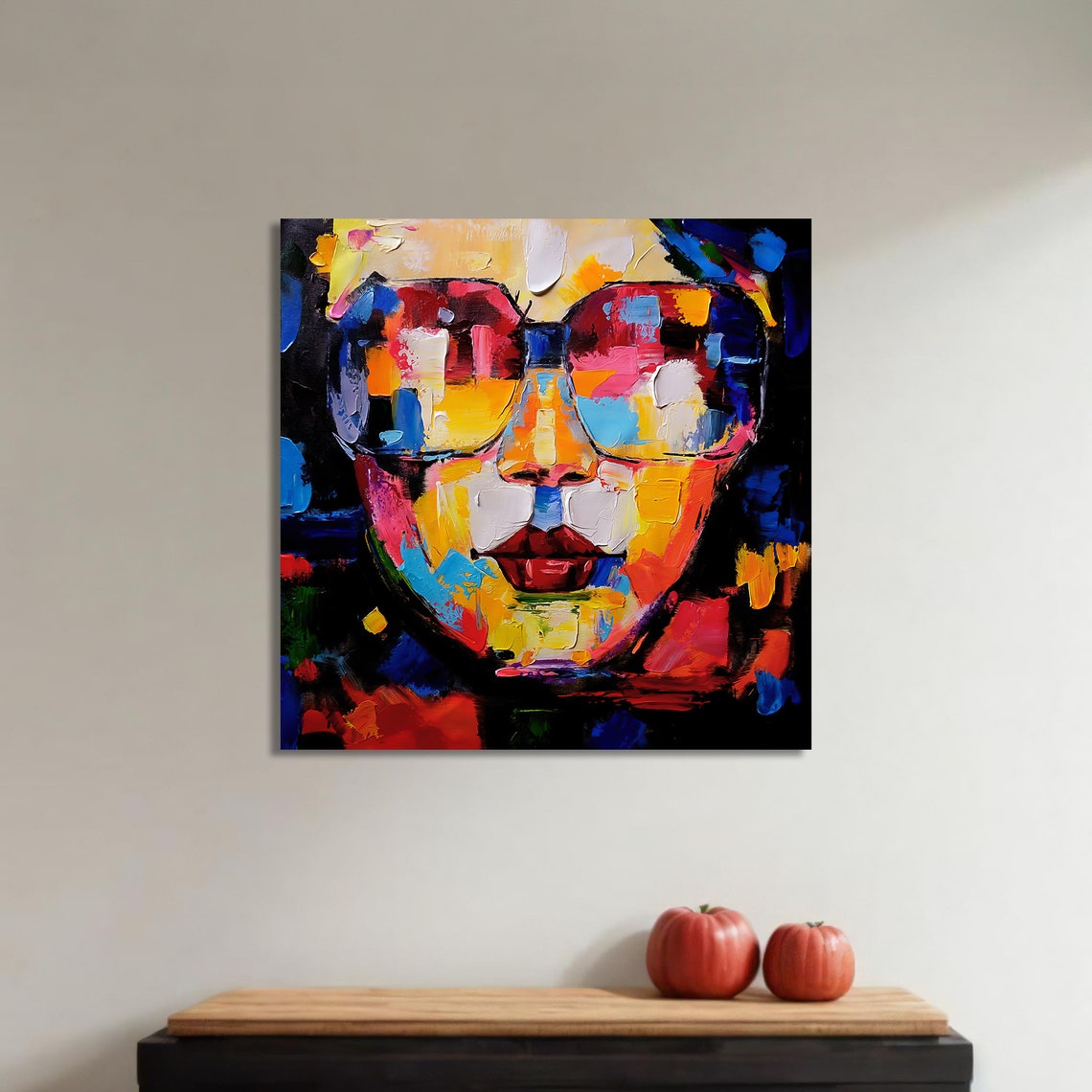 Abstract Portrait With Sunglasses Print Colorful Modern Art Bold Expressionist Painting Contemporary Wall Decor - Image 4