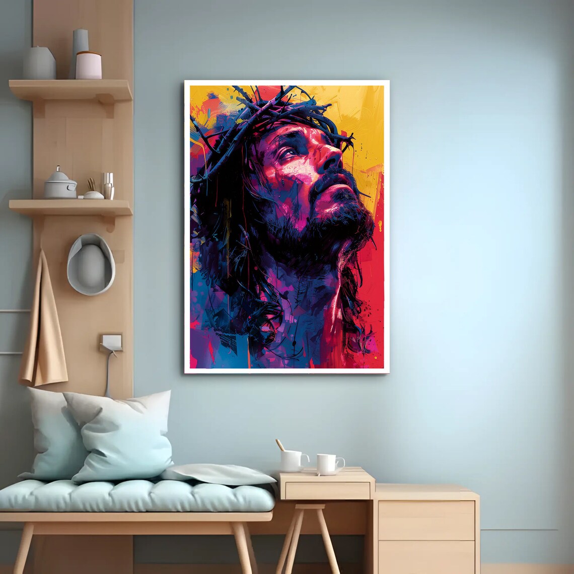 Jesus Christ Abstract Painting, Crown Of Thorns - Image 2