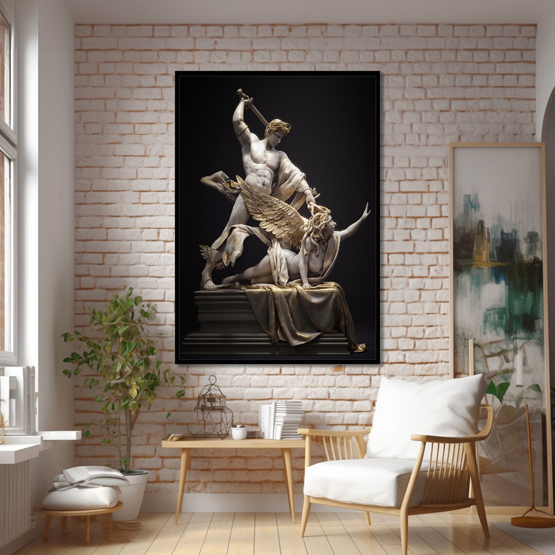 Neoclassical Marble Sculpture, Mythological Figures - Image 2