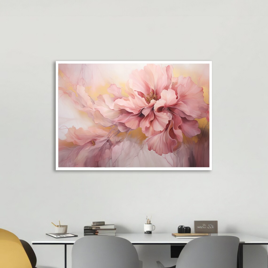 Soft Pink Flower Art, Modern Floral Painting - Image 5