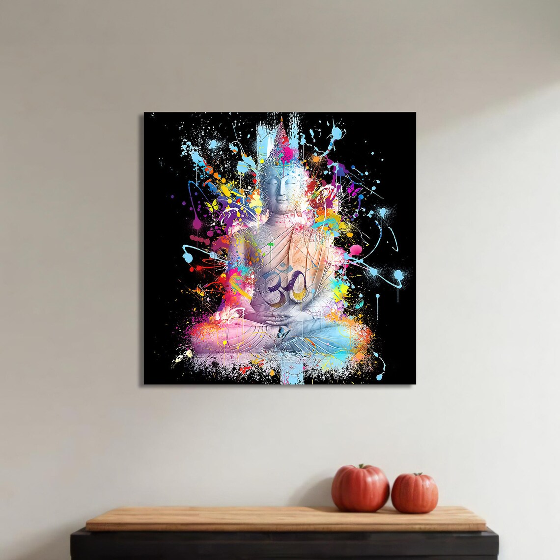 Vibrant Buddha Painting, Om Symbol Meditation Decor - Image 4