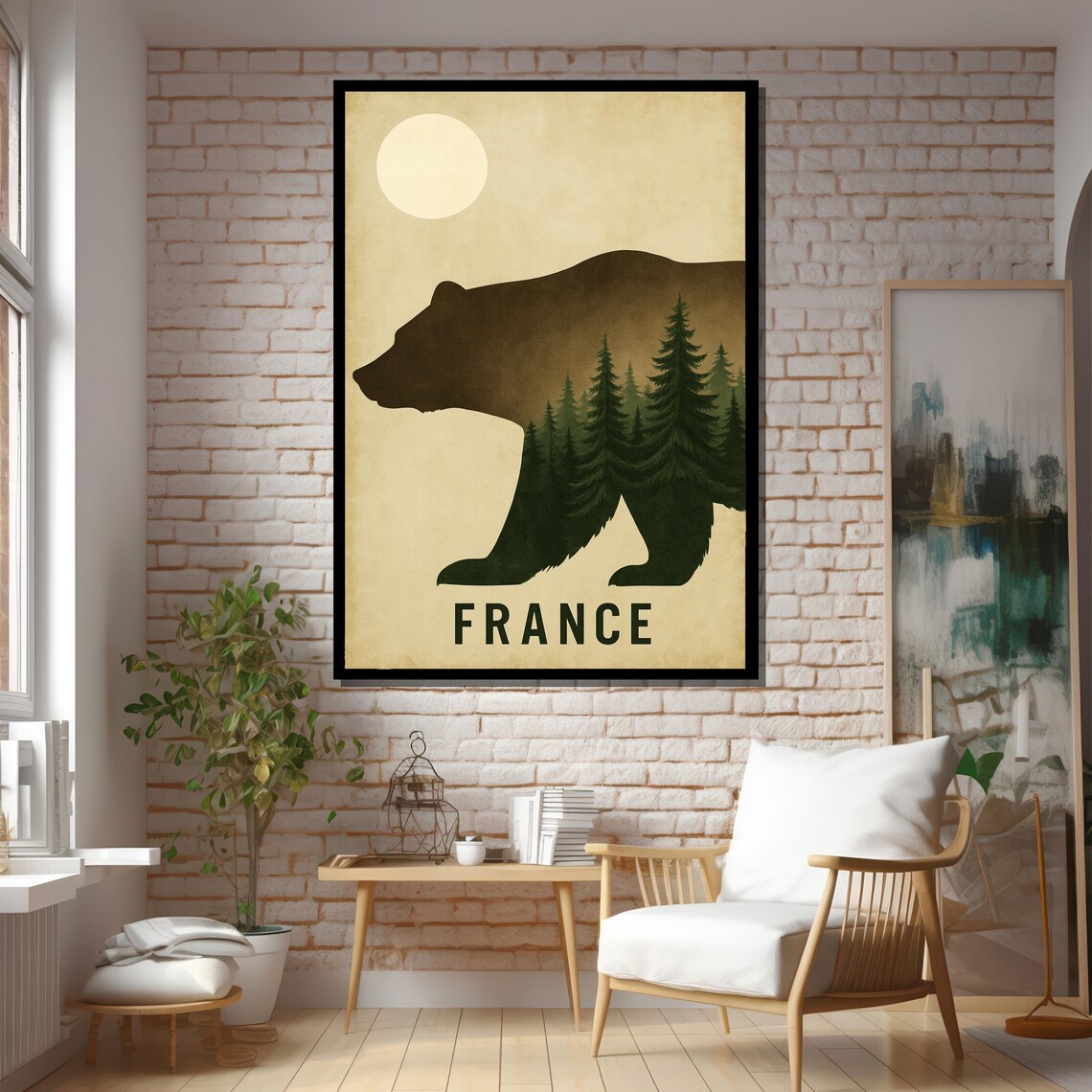 Retro Bear Forest France Travel Poster - Image 5