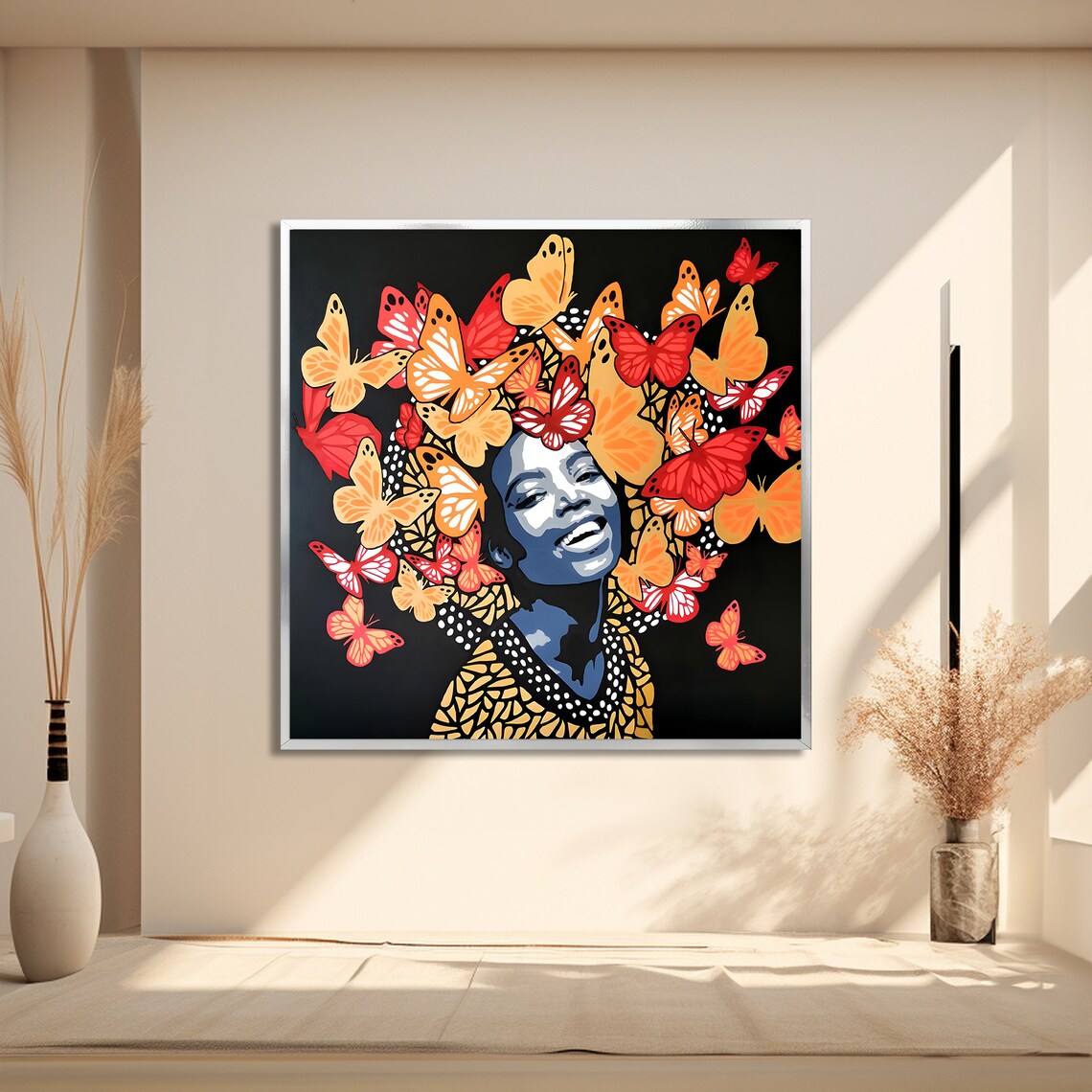 Butterfly Crown Painting, African Woman Wall Art - Image 2