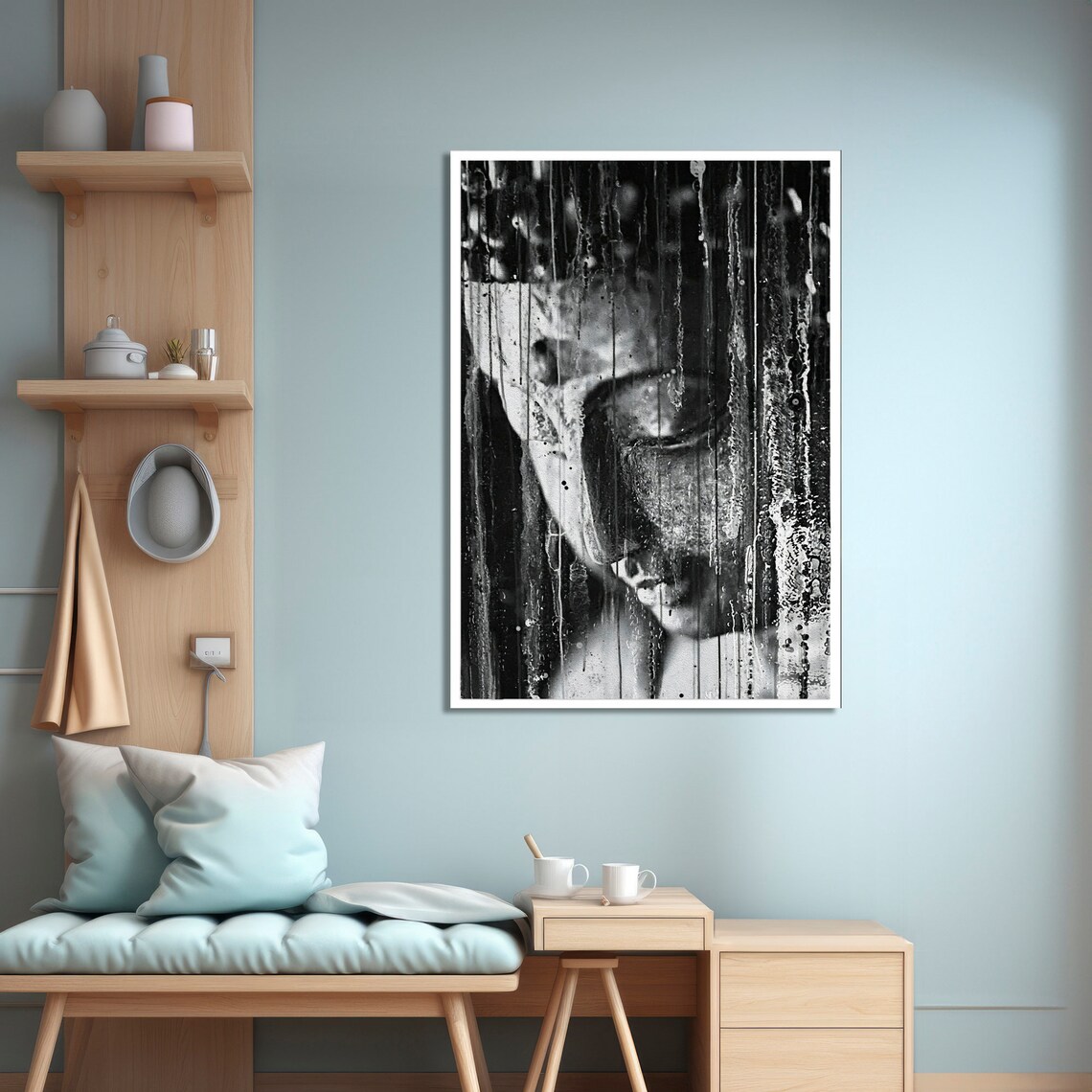 Monochrome Buddha Art Print, Serene Reflective India - Image 4