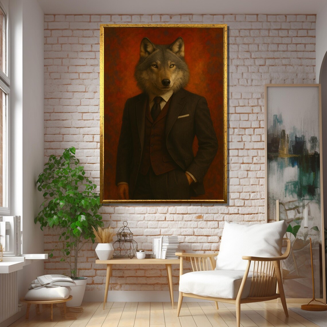Alpha Wolf In Executive Suit, Office Statement Art Print - Image 5