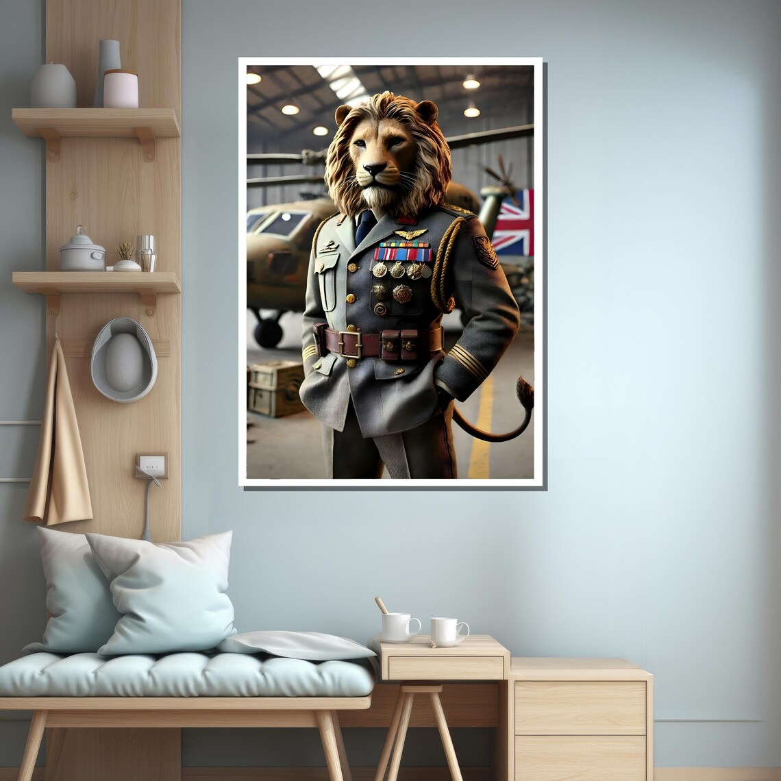 Lion Dressed as British Military Officer Medals Funny Animal Poster - Image 2