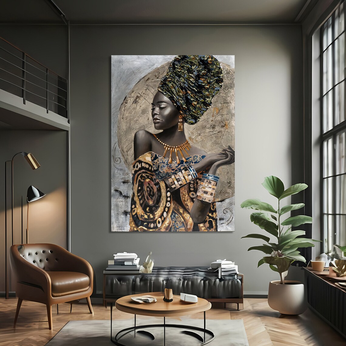 Elegant African Woman Cultural Portrait, Art Print - Image 3