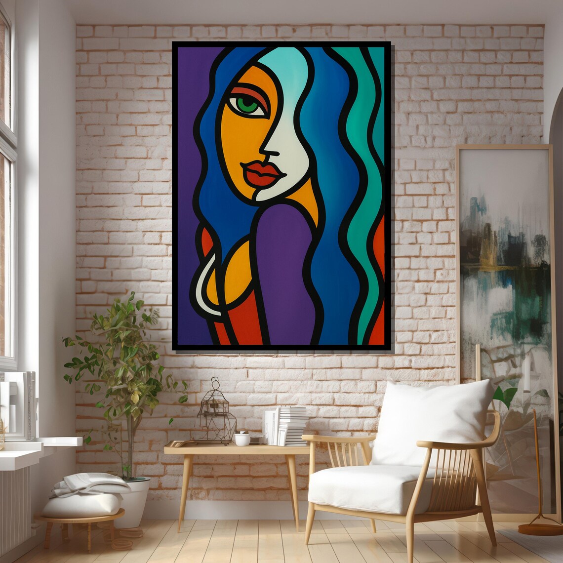 Colorful Abstract Woman With Blue Hair Art Print - Image 5