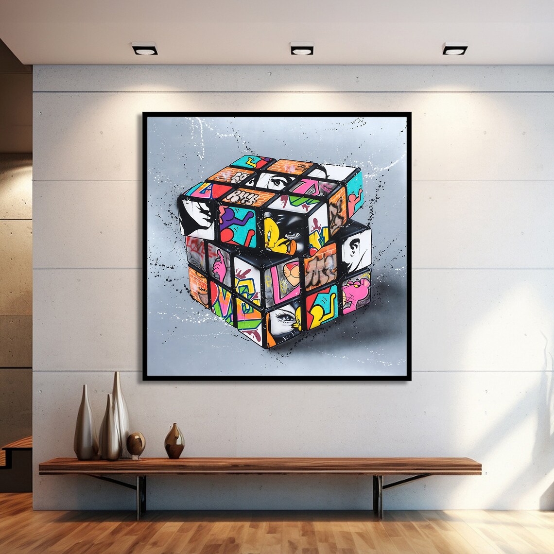 Graffiti Rubiks Cube, Urban Street Art Poster - Image 2