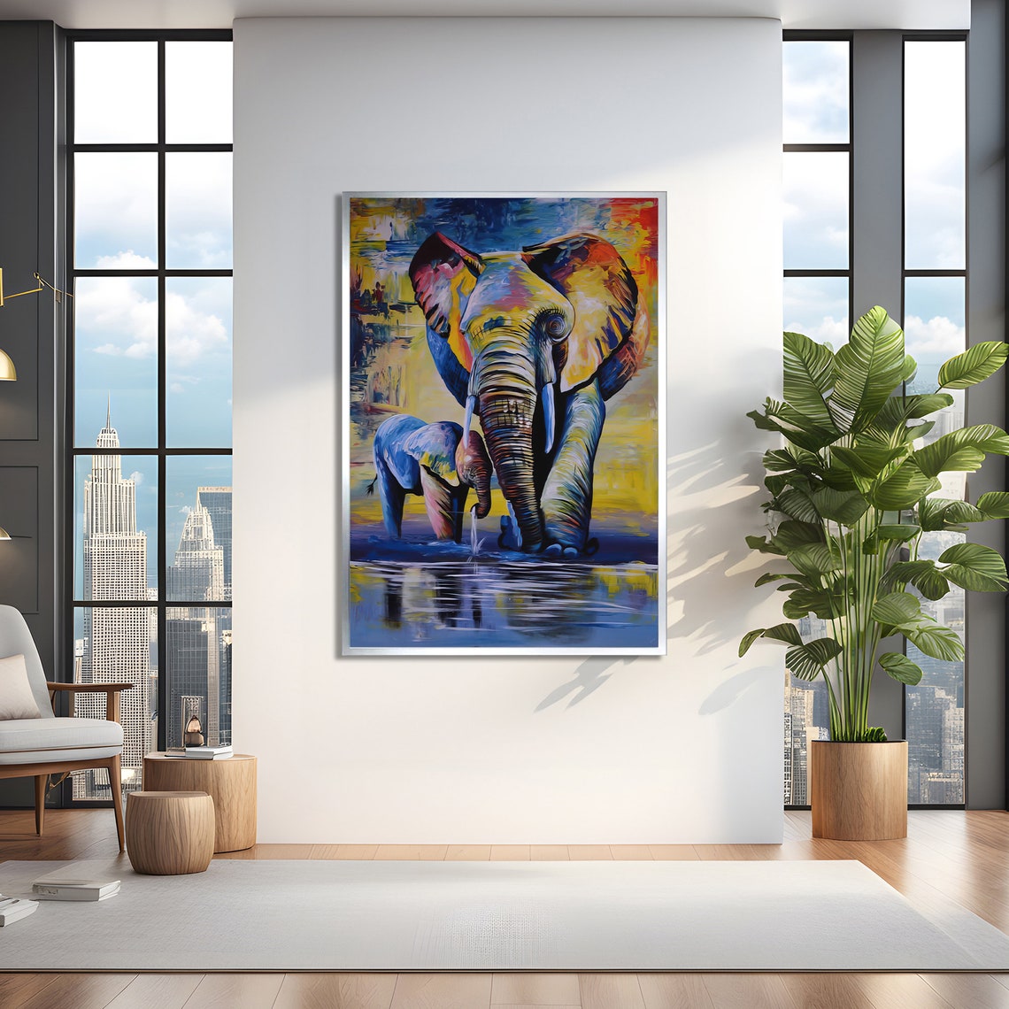 Colorful Elephant Contemporary Travel Poster - Image 2