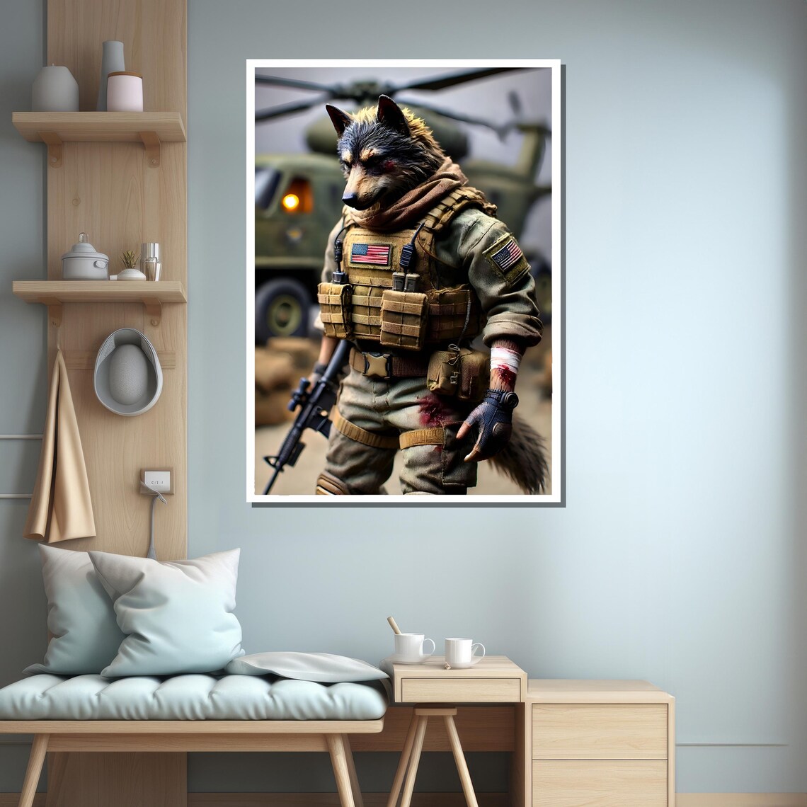 Military Wolf Warrior Tactical Animal Art Print - Image 2