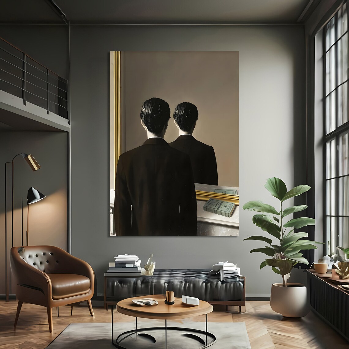 Surrealist Duality Mirror Painting, Modern Decor - Image 3