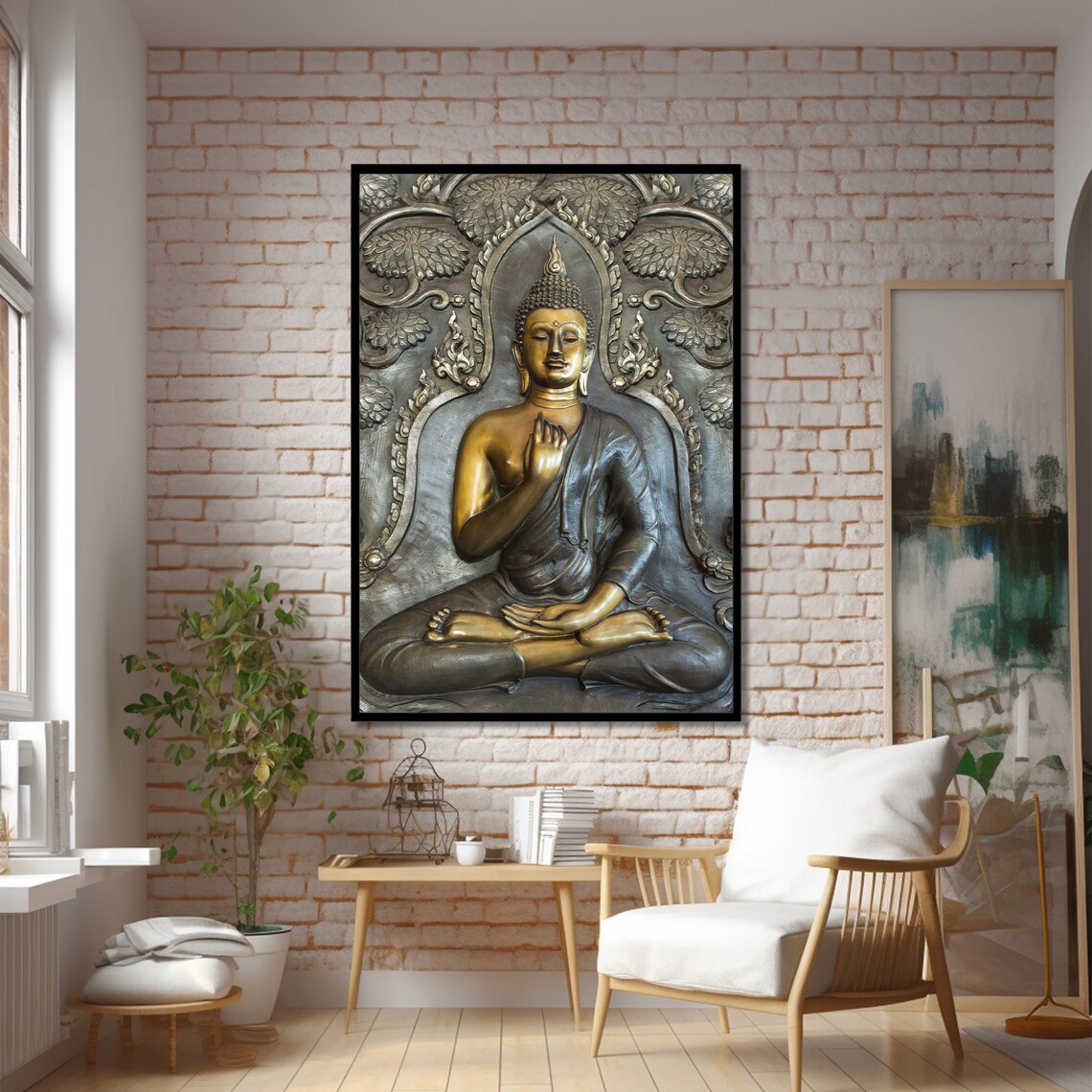 Golden Buddha Art Print, Meditation Yoga Decor - Image 2