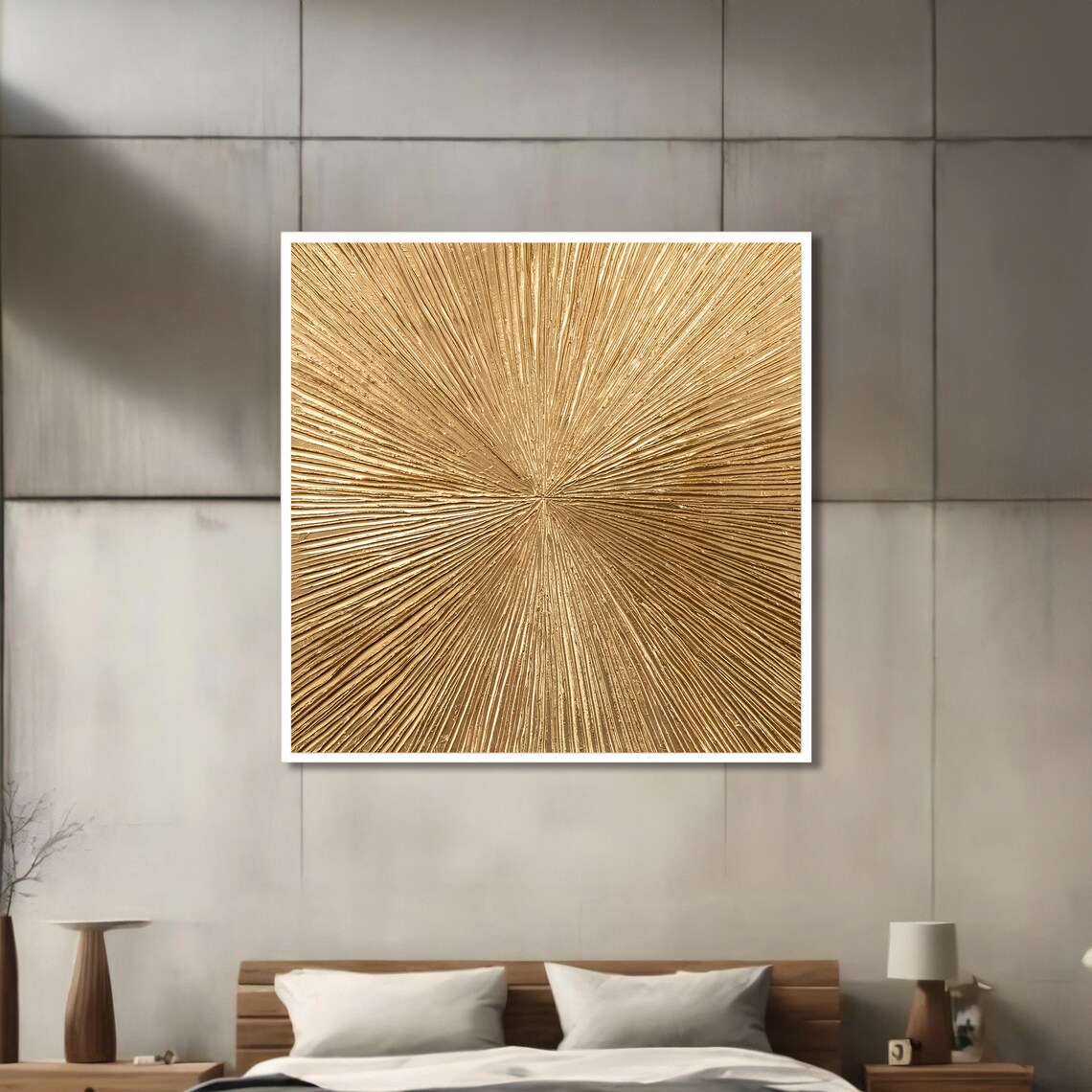 Golden Sunburst, Radiant Abstract Art Print - Image 3