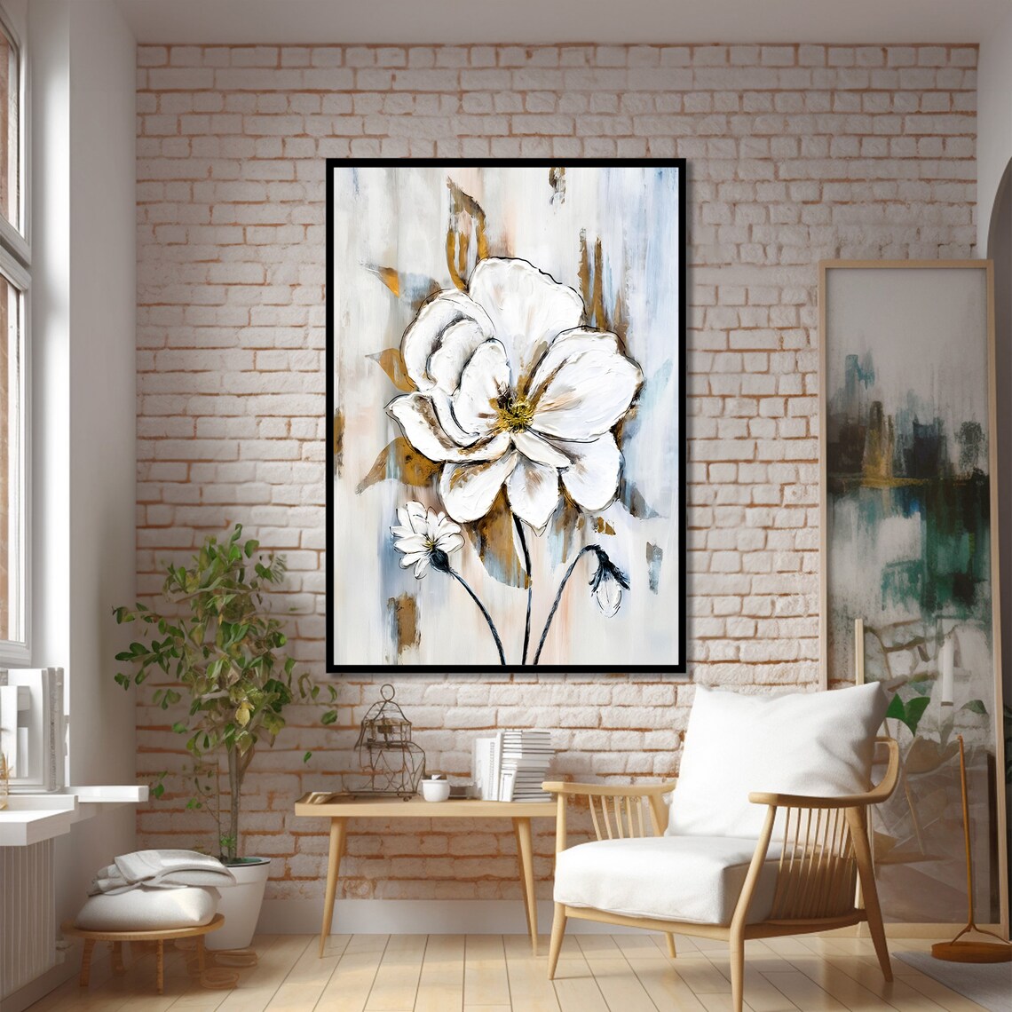 Elegant White Flower Minimalist Floral Art Print - Image 2