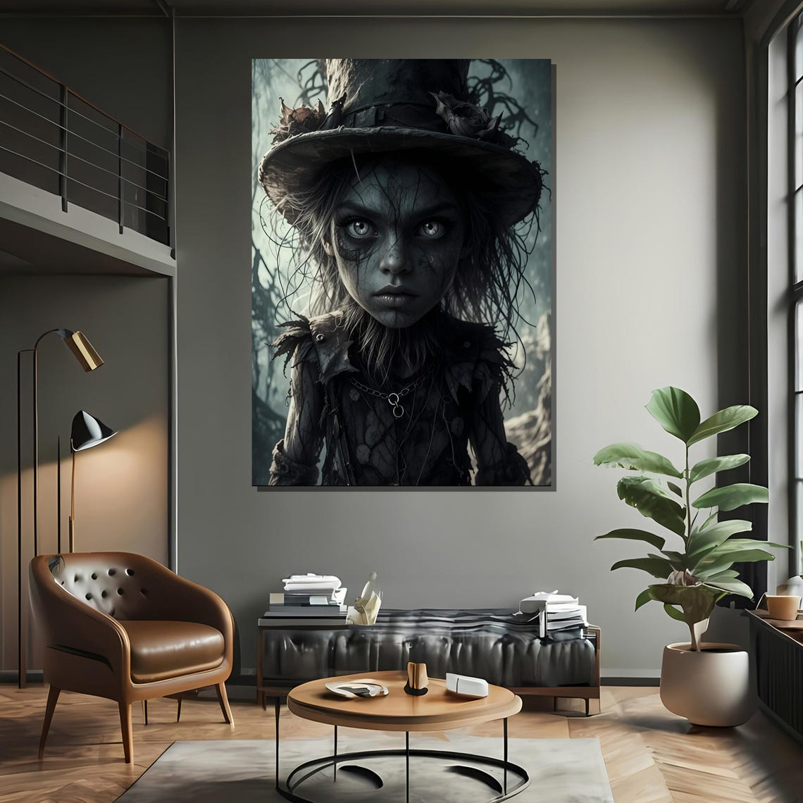 Dark Enchanted Forest Child Portrait Framed Or Unframed Art Print For Gothic Bedroom Wall Decor - Image 2