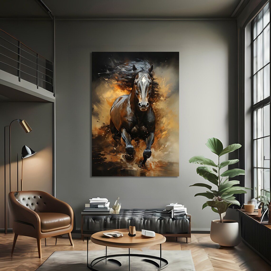 Fiery Galloping Horse, Dynamic Equestrian Painting - Image 2
