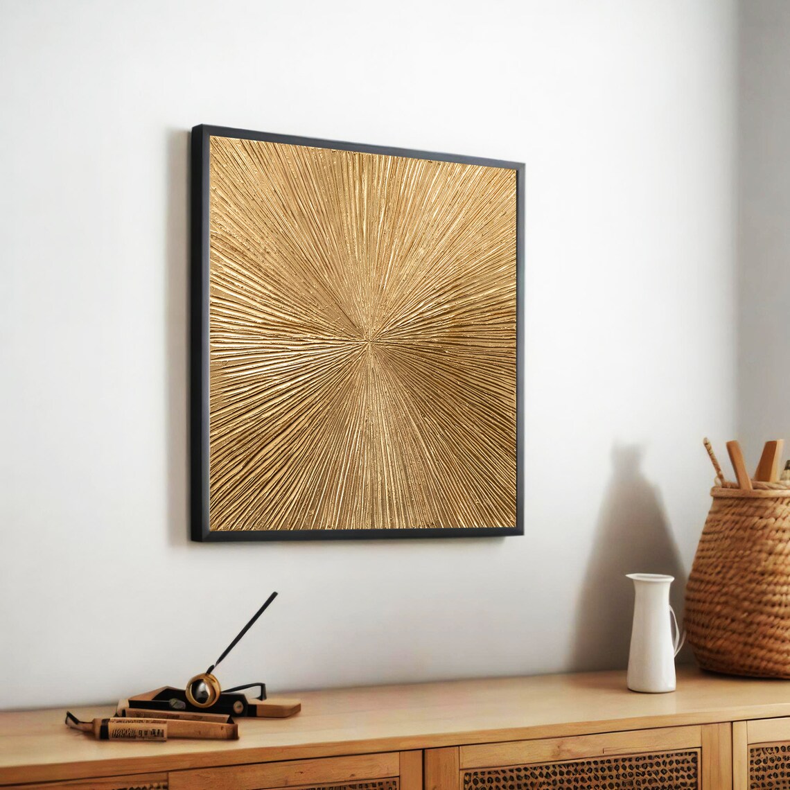 Golden Sunburst, Radiant Abstract Art Print - Image 5